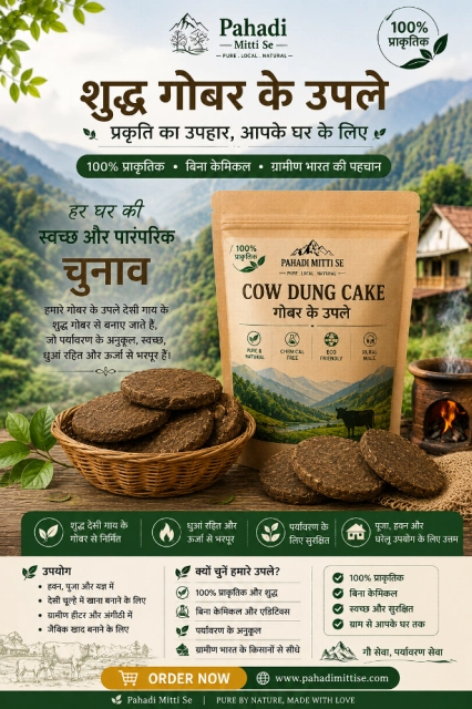Cow Dung Cake 3 inches and 4 inches with bunch of 30 cakes